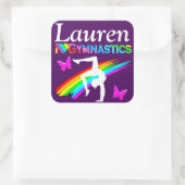 紫かわいらし体操パーソナライズされた女子シール スクエアシール (バッグ)