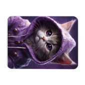紫かわいらし子猫フード付きスウェットシャツ マグネット (横)