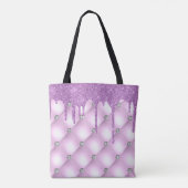 紫かわいらし宝石メタリックグリッター トートバッグ (裏面)