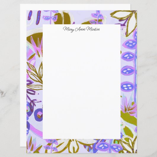 紫かわいらし架空ガーデンフローラパーソナライズされた (正面/裏面)