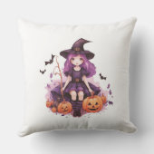 紫かわいらし毛魔女カボチャ&こうもり クッション (裏面)