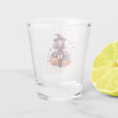 紫かわいらし毛魔女カボチャ&こうもり ショットグラス (裏面)