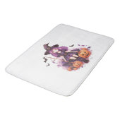 紫かわいらし毛魔女カボチャ&こうもり バスマット (アングル)