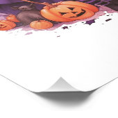 紫かわいらし毛魔女カボチャ&こうもり フォトプリント            (角)