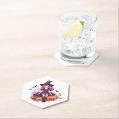 紫かわいらし毛魔女カボチャ&こうもり ペーパーコースター (インサイチュ)