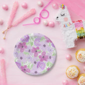 紫かわいらし水彩フローラ赤ちゃんシャワー ペーパープレート (パーティー)