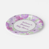紫かわいらし水彩フローラ赤ちゃんシャワー ペーパープレート (アングル)