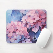 紫かわいらし水彩紫陽花の名前テンプレート マウスパッド (マウス)