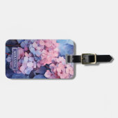 紫かわいらし水彩紫陽花の名前テンプレート ラゲッジタグ (正面横)