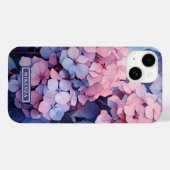 紫かわいらし水彩紫陽花の名前テンプレート Case-Mate iPhoneケース (裏面 (横))