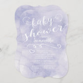 紫かわいらし水彩赤ちゃんシャワー招待状 招待状 (正面/裏面)