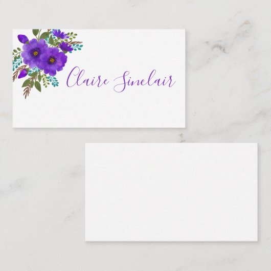 紫かわいらし水色の花 名刺 (正面/裏面)