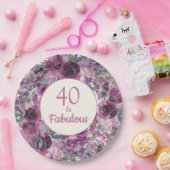 紫かわいらし水色フローラ40素晴らしい ペーパープレート (パーティー)