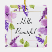 紫かわいらし水色フローラ セラミックオーナメント (正面)