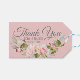 紫かわいらし淡い色のとピンクのバラ結婚ズ ギフトタグ