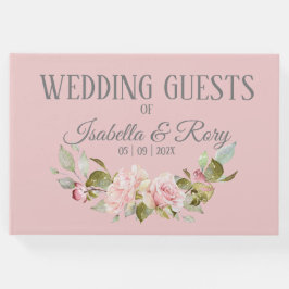 紫かわいらし淡い色のとピンクのバラ結婚ズ ゲストブック