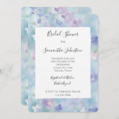 紫かわいらし白い花ブライダルシャワー 招待状 (正面/裏面)