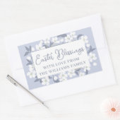 紫かわいらし白フローライースター恵みパーティー 長方形シール (封筒)