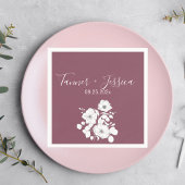 紫かわいらし白フローラ結婚ズ スタンダードカクテルナプキン