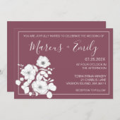 紫かわいらし白フローラ結婚ズ 招待状 (正面/裏面)