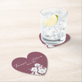 紫かわいらし白フローラ結婚ハート ペーパーコースター (インサイチュ)