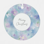 紫かわいらし白ラベンダーフローラクリスマス メタルオーナメント (正面)