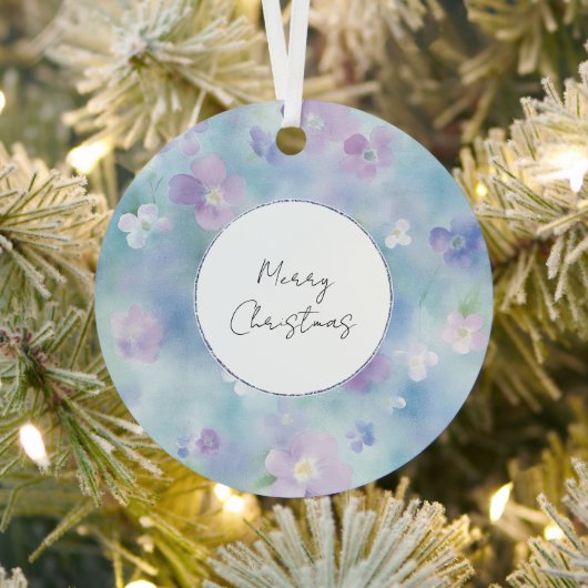 紫かわいらし白ラベンダーフローラクリスマス メタルオーナメント (インサイチュ)