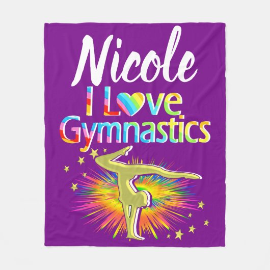 紫かわいらし私は体操デザイン フリースブランケット (正面)