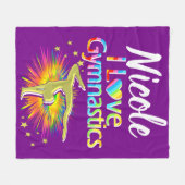 紫かわいらし私は体操デザイン フリースブランケット (正面(横))