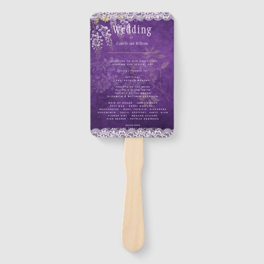 紫かわいらし素朴藤レース結婚ズ ハンドファン (正面)