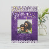 紫かわいらし素朴藤レース結婚ズ 招待状 (スタンド正面)