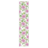 紫かわいらし緑水色モダンフローラ ショートテーブルランナー (正面)