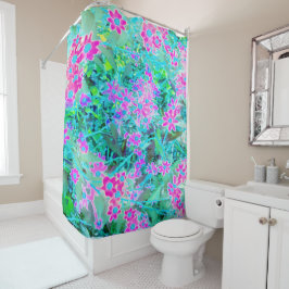 紫かわいらし色と青王室の色の庭の花 シャワーカーテン