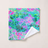 紫かわいらし色と青王室の色の庭の花 バスタオルセット (ウォッシュタオル)