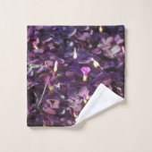 紫かわいらし色の花で バスタオルセット (ウォッシュタオル)