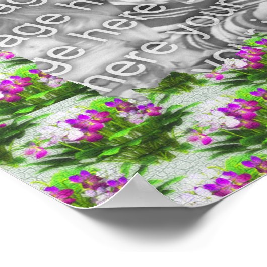 紫かわいらし色の花のフレーム写真を追加 ポスター (角)