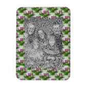 紫かわいらし色の花のフレーム写真を追加 マグネット (縦)