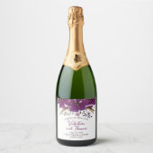 紫かわいらし色の花結婚色 スパークリングワインラベル (正面)