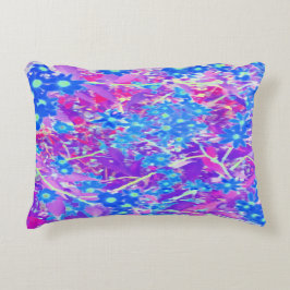 紫かわいらし色の青とライムグリーンの花 アクセントクッション