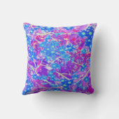 紫かわいらし色の青とライムグリーンの花 クッション (裏面)