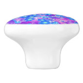 紫かわいらし色の青とライムグリーンの花 セラミックノブ (側面)