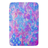 紫かわいらし色の青とライムグリーンの花 バスマット (正面縦)