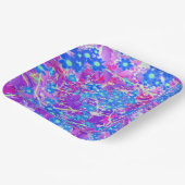 紫かわいらし色の青とライムグリーンの花 ペーパープレート (傾斜あり)