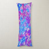 紫かわいらし色の青とライムグリーンの花 ボディピロー (裏面 (縦))