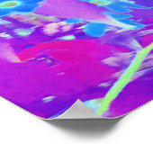 紫かわいらし色の青とライムグリーンの花 ポスター (角)