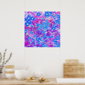 紫かわいらし色の青とライムグリーンの花 ポスター (キッチン)