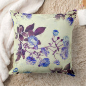 紫かわいらし花プリントオングリーン クッション (ブランケット)