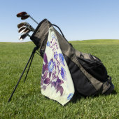 紫かわいらし花プリントオングリーン ゴルフタオル (グリーン)