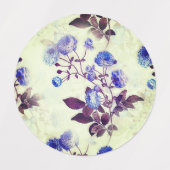 紫かわいらし花プリントオングリーン ラベル (デザイン1)