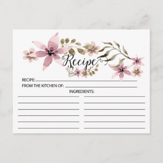 紫かわいらし花レシピカード ポストカード (正面)